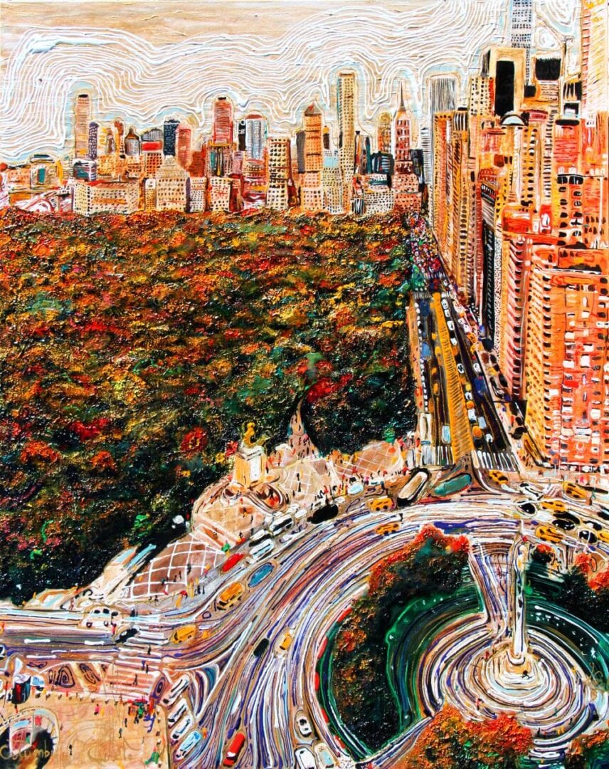 Painting of Columbus Circle in New York