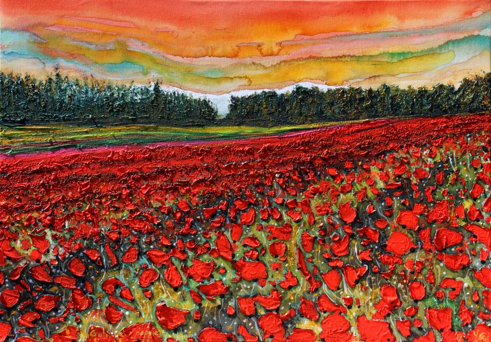 Painting of a field of poppies