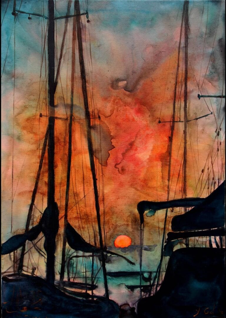 Painting called Jaffa Port Sunset