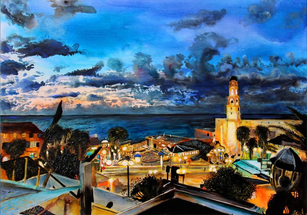 Beautiful painting of Old Jaffa Night