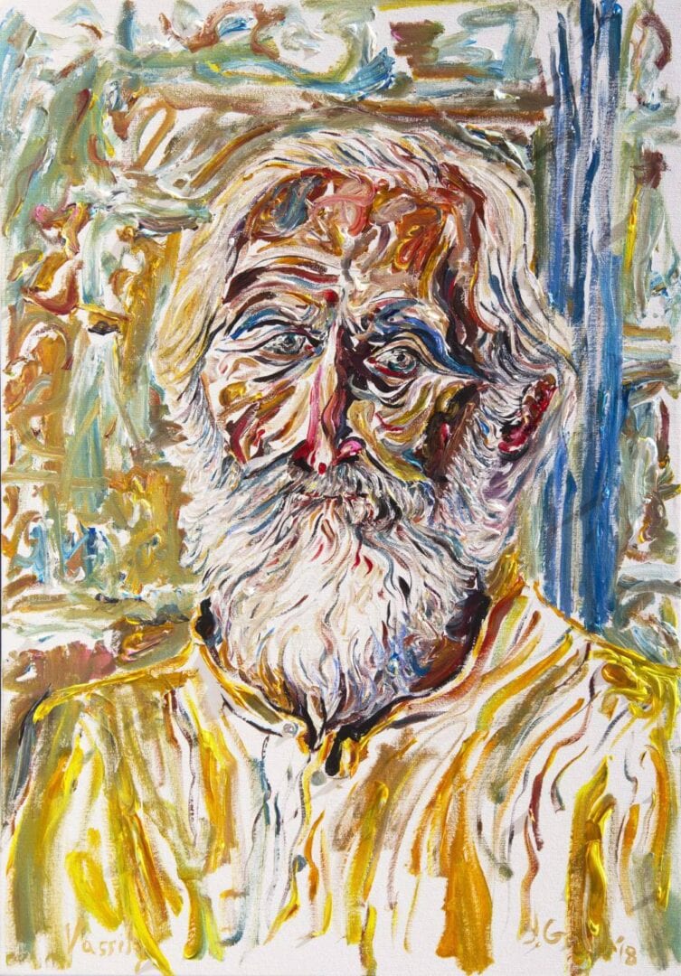 Painting of an old man with a beard