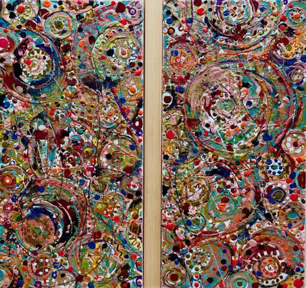 Neurons, cogwheels, wiring my mind, diptych, 12"x24"x2, Oct-Nov 24